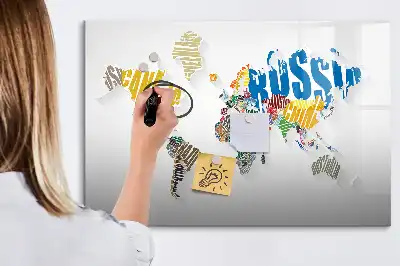 Tableau magnétique pour dessiner carte du monde avec texte