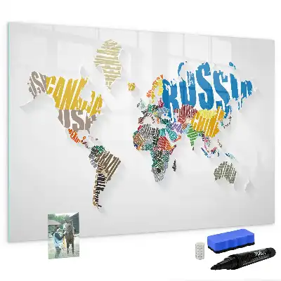 Tableau magnétique pour dessiner carte du monde avec texte