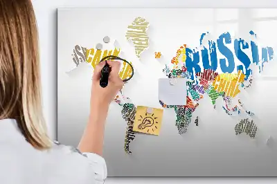 Tableau magnétique pour dessiner carte du monde avec texte