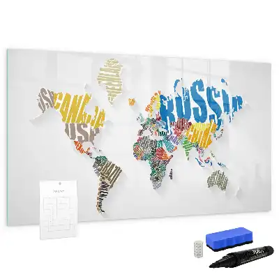 Tableau magnétique pour dessiner carte du monde avec texte