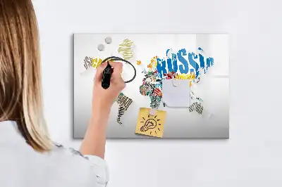 Tableau magnétique pour dessiner carte du monde avec texte