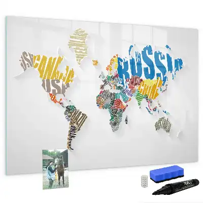 Tableau magnétique pour dessiner carte du monde avec texte
