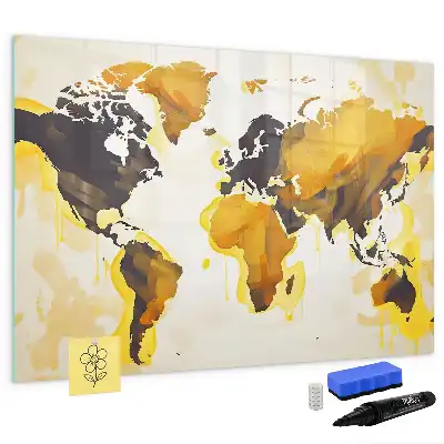 Tableau magnétique pour dessiner motif carte du monde abstraite