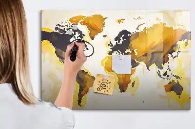 Tableau magnétique pour dessiner motif carte du monde abstraite