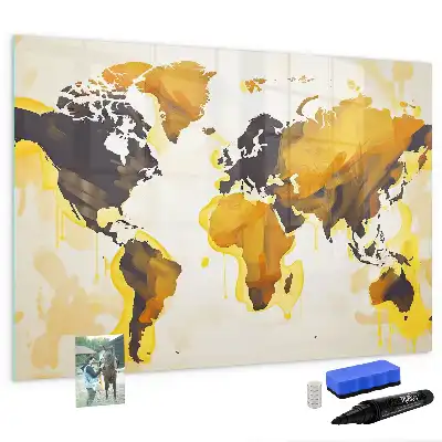 Tableau magnétique pour dessiner motif carte du monde abstraite
