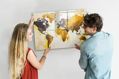 Tableau magnétique pour dessiner motif carte du monde abstraite