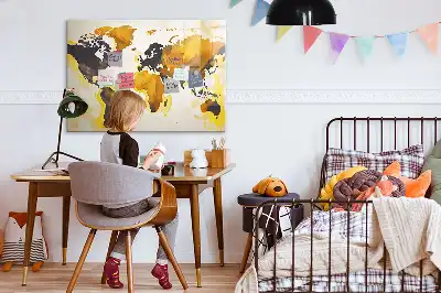 Tableau magnétique pour dessiner motif carte du monde abstraite