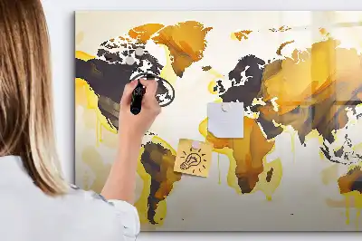 Tableau magnétique pour dessiner motif carte du monde abstraite