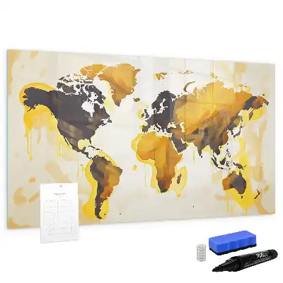 Tableau magnétique pour dessiner motif carte du monde abstraite
