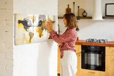 Tableau magnétique pour dessiner motif carte du monde abstraite