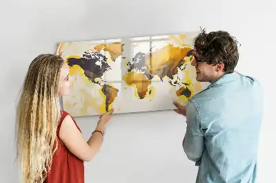 Tableau magnétique pour dessiner motif carte du monde abstraite