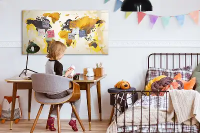 Tableau magnétique pour dessiner motif carte du monde abstraite