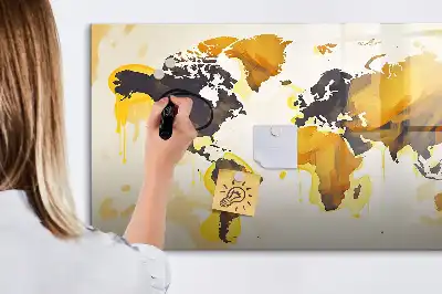 Tableau magnétique pour dessiner motif carte du monde abstraite