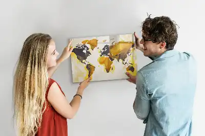 Tableau magnétique pour dessiner motif carte du monde abstraite