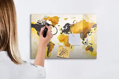 Tableau magnétique pour dessiner motif carte du monde abstraite