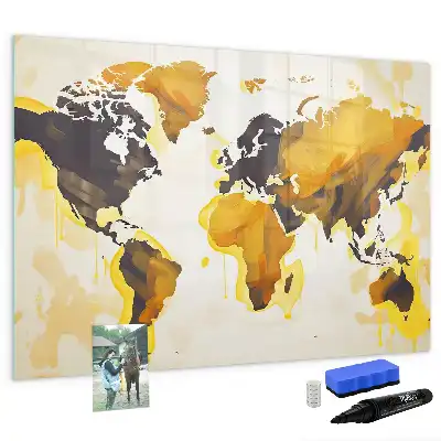 Tableau magnétique pour dessiner motif carte du monde abstraite