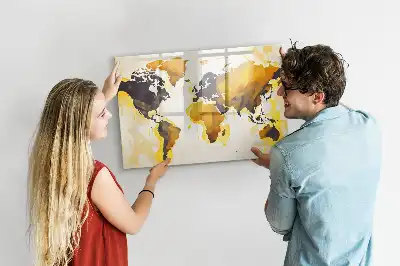 Tableau magnétique pour dessiner motif carte du monde abstraite