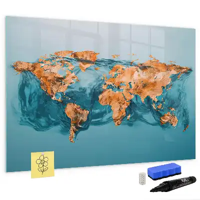 Tableau magnétique à dessiner carte du monde abstraite