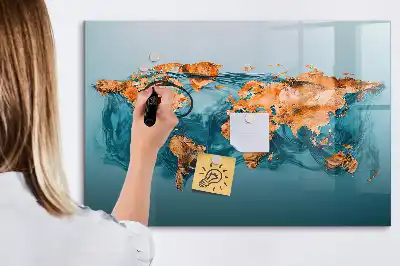 Tableau magnétique à dessiner carte du monde abstraite