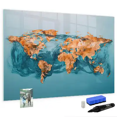Tableau magnétique à dessiner carte du monde abstraite