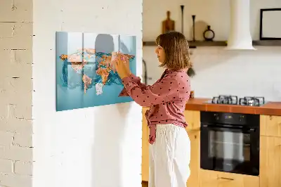 Tableau magnétique à dessiner carte du monde abstraite