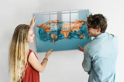 Tableau magnétique à dessiner carte du monde abstraite
