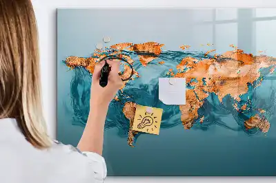 Tableau magnétique à dessiner carte du monde abstraite