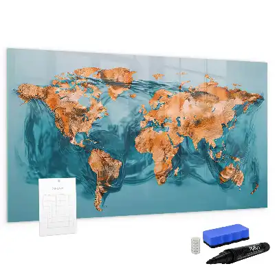 Tableau magnétique à dessiner carte du monde abstraite