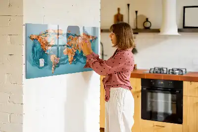 Tableau magnétique à dessiner carte du monde abstraite