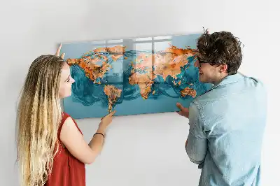 Tableau magnétique à dessiner carte du monde abstraite