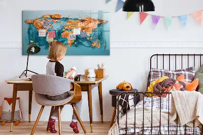 Tableau magnétique à dessiner carte du monde abstraite