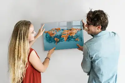 Tableau magnétique à dessiner carte du monde abstraite
