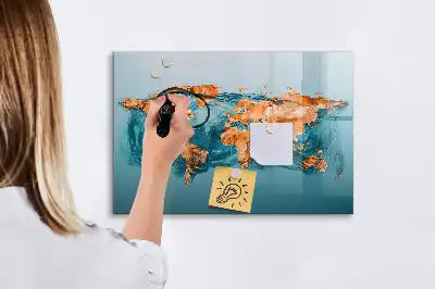 Tableau magnétique à dessiner carte du monde abstraite