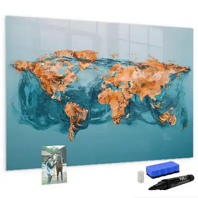 Tableau magnétique à dessiner carte du monde abstraite