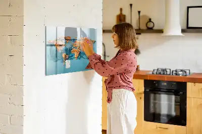 Tableau magnétique à dessiner carte du monde abstraite