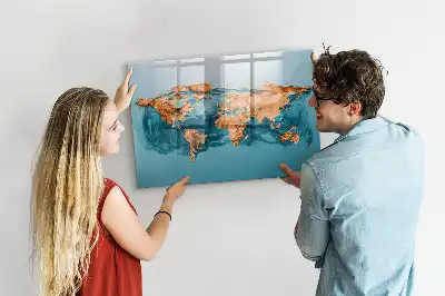Tableau magnétique à dessiner carte du monde abstraite