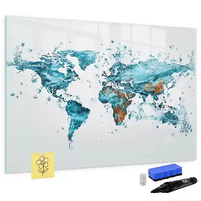 Tableau magnétique pour dessiner carte du monde en eau