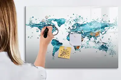 Tableau magnétique pour dessiner carte du monde en eau