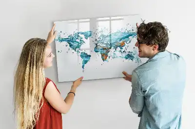 Tableau magnétique pour dessiner carte du monde en eau