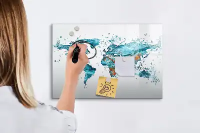 Tableau magnétique pour dessiner carte du monde en eau