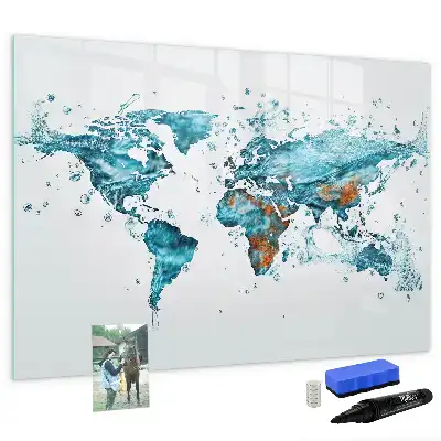 Tableau magnétique pour dessiner carte du monde en eau