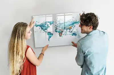 Tableau magnétique pour dessiner carte du monde en eau