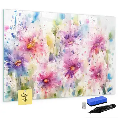 Tableau magnétique à dessiner motif fleurs peintes