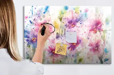 Tableau magnétique à dessiner motif fleurs peintes