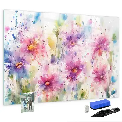Tableau magnétique à dessiner motif fleurs peintes