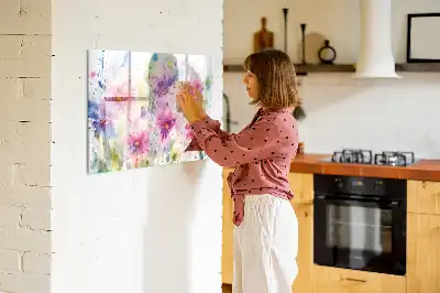 Tableau magnétique à dessiner motif fleurs peintes