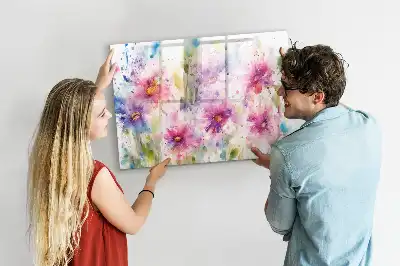 Tableau magnétique à dessiner motif fleurs peintes