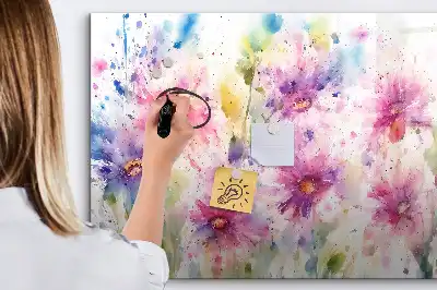 Tableau magnétique à dessiner motif fleurs peintes