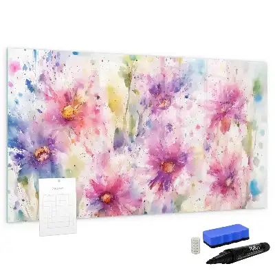 Tableau magnétique à dessiner motif fleurs peintes