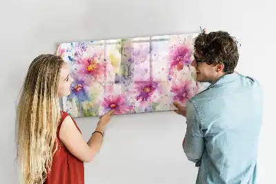 Tableau magnétique à dessiner motif fleurs peintes